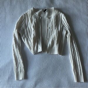 H&M Cropped Knit Sweater White/Cream Size M
